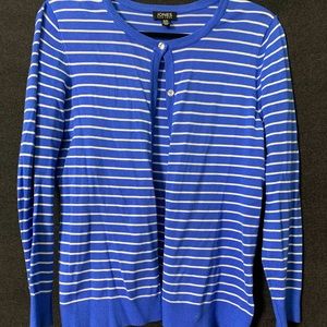 Blue and white striped Jones New York M cardigan